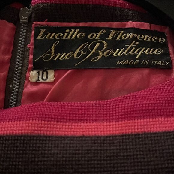 Lucille of Florence Snob Boutique 1960’s lined stripe shift midi. Size 10. - Picture 4 of 4